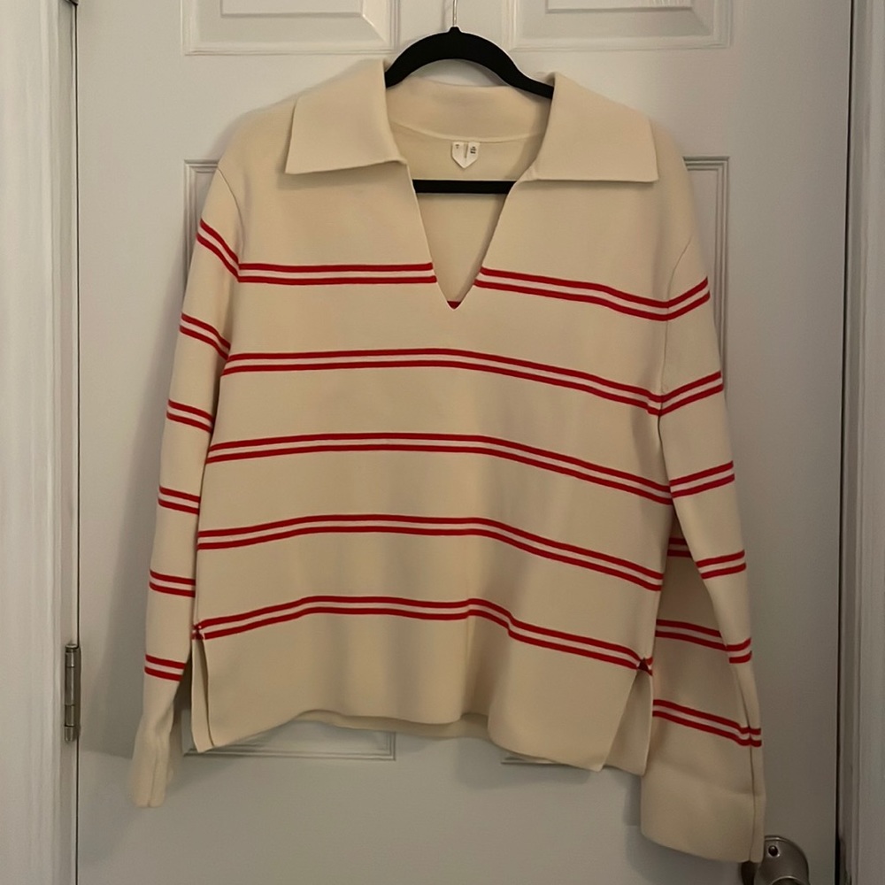 Arket Collared Cotton Striped Sweater